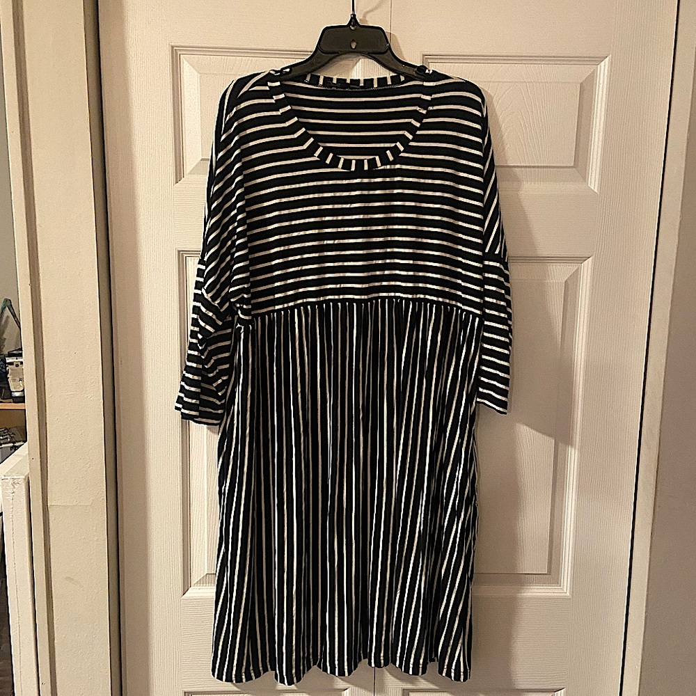 Black and white striped dress